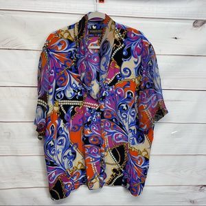 Sandra Roth 100% Silk Artsy Blouse